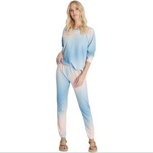 Wildfox Sommers In the Grotto Ombre Sherpa Sweatshirt Jogger Set Small NWT
